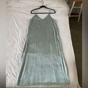 LACAUSA Blue/Green Slip Dress Size Medium